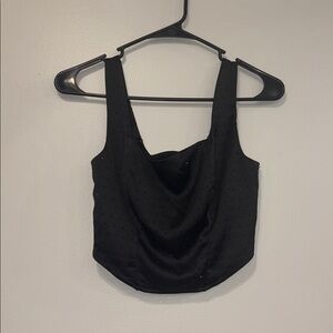 Wild Fable Black Satin Rhinestone Corset Top